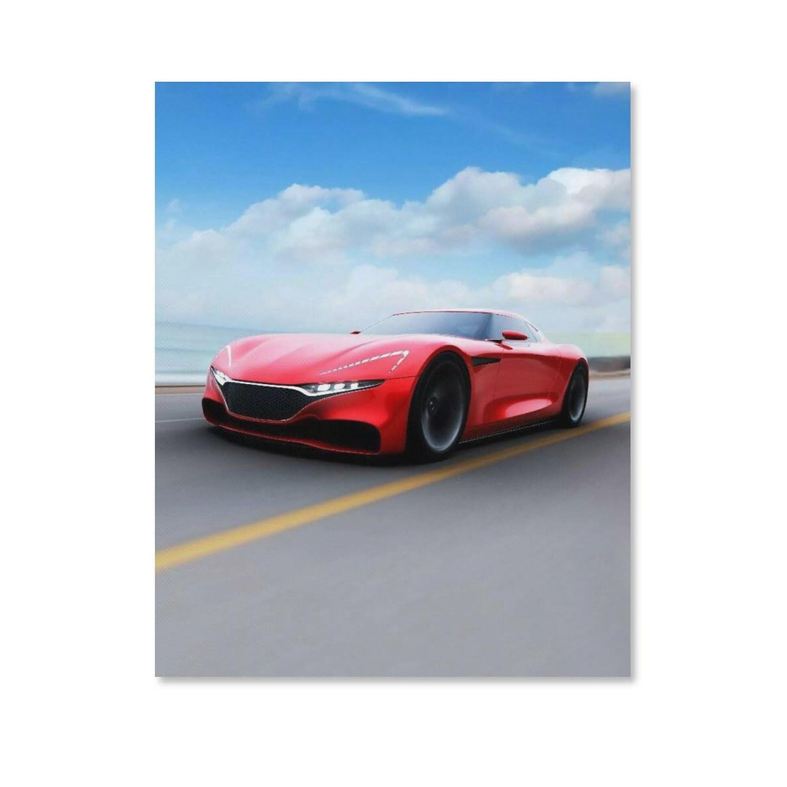 Ferrari フェラーリ 512TR テスタロッサ 額装 油絵 絵画 跳ね馬 赤い